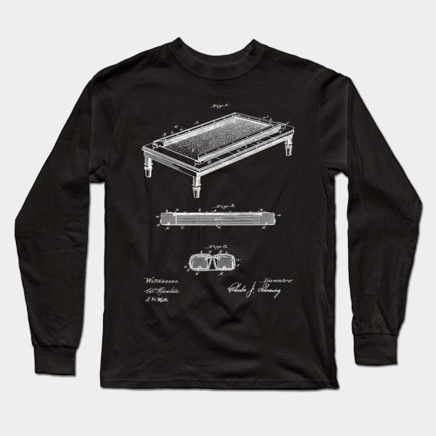 Folding Billiard Table Vintage Patent Hand Drawing Long Sleeve T-Shirt by TheYoungDesigns